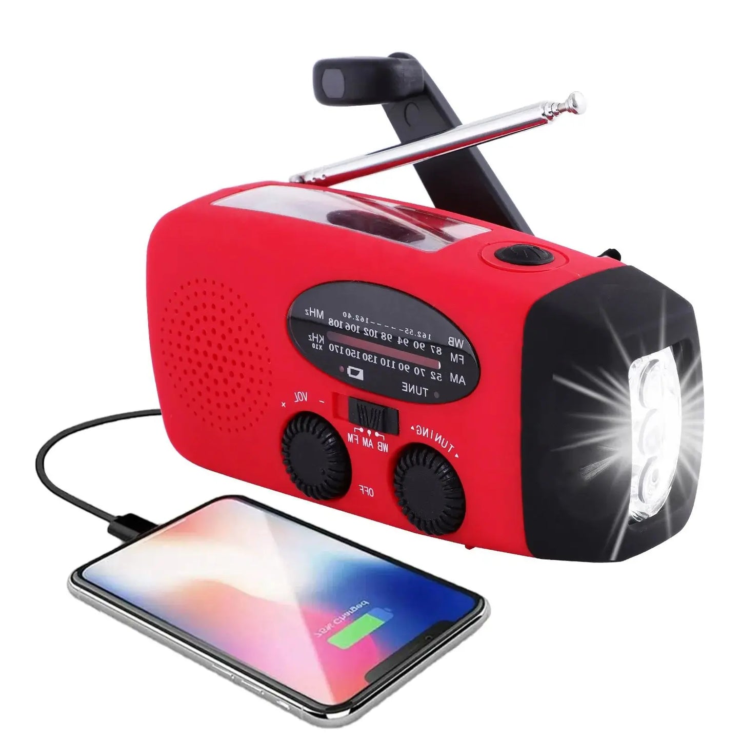 Portable Emergency Radio with Flashlight and Power Bank – Solar, Hand Crank, USB-C Charging, Water Resistant, AM/FM Reception-2