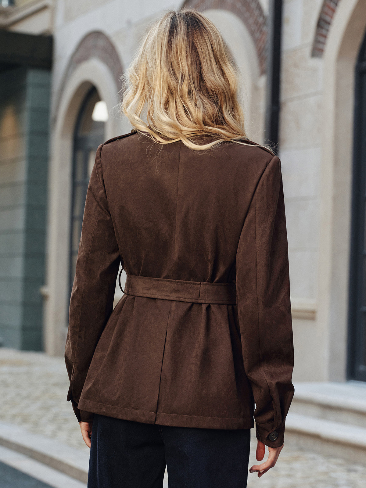 Multiple Pocket Belted Suede Trench Coat 6