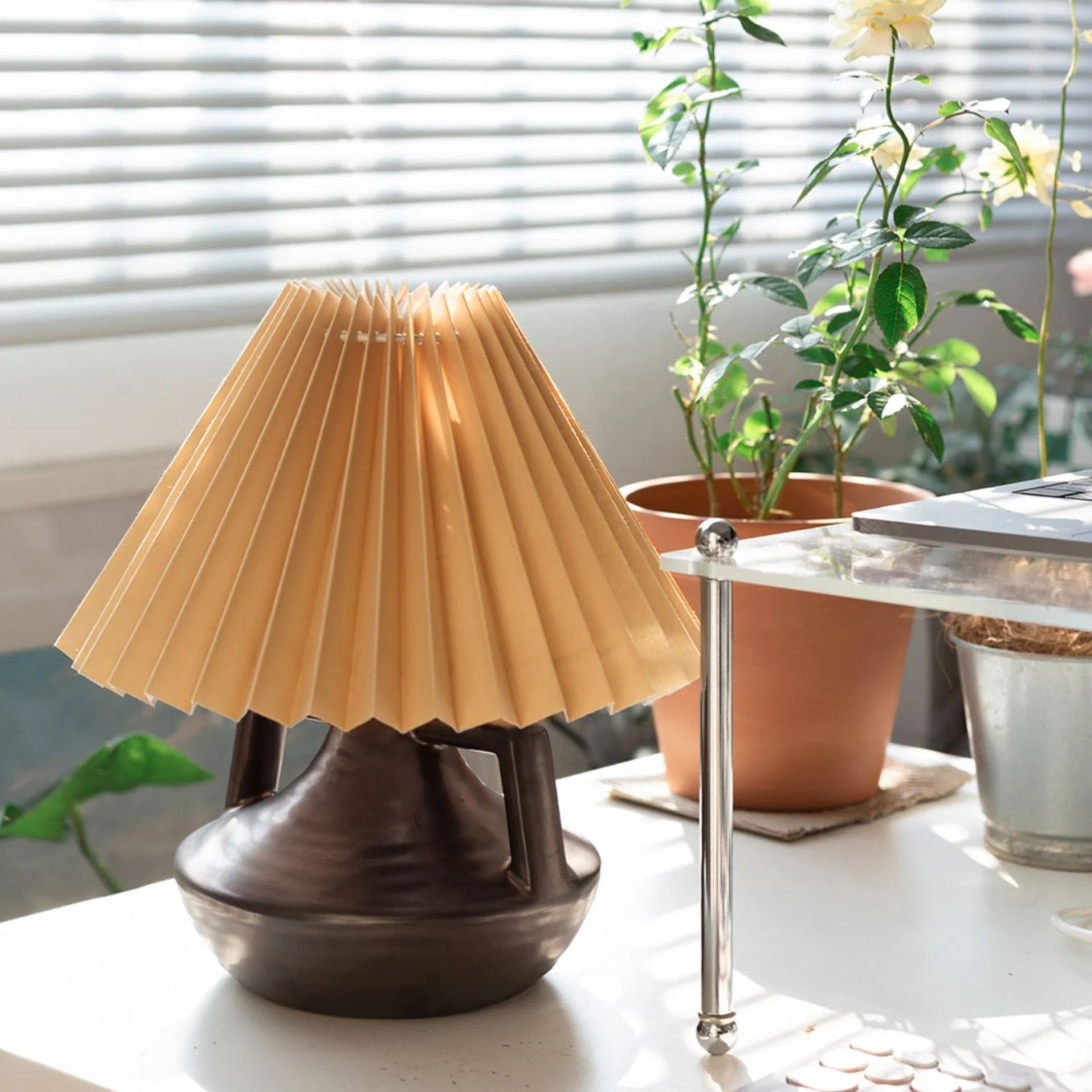 GentleNavia - Table Lamp with Elegant Pleated Shade and Soft Glow