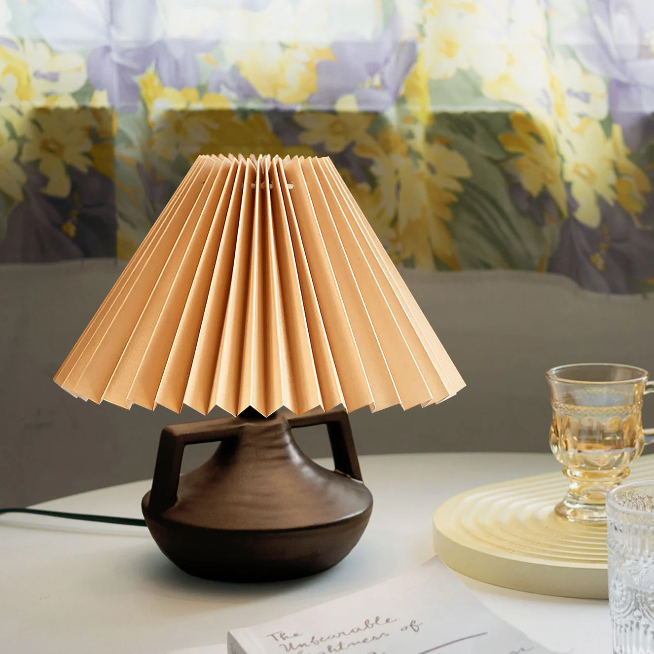 GentleNavia - Table Lamp with Elegant Pleated Shade and Soft Glow