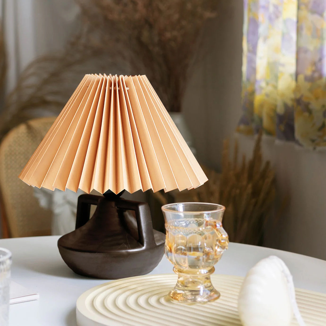 GentleNavia - Table Lamp with Elegant Pleated Shade and Soft Glow