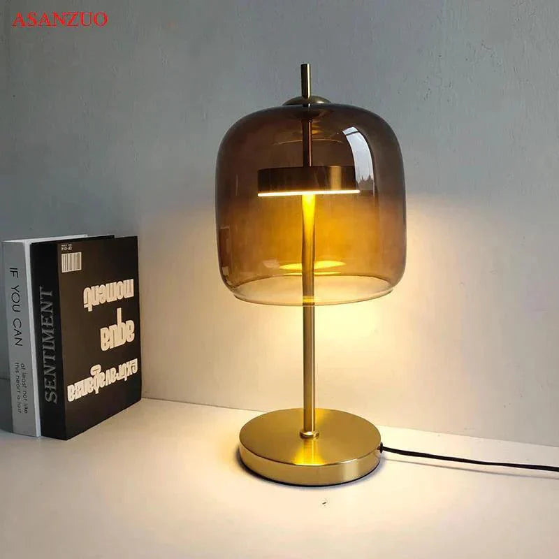 LumeMist - Elegant Gray Glass Lamp