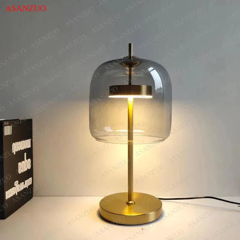 LumeMist - Elegant Gray Glass Lamp