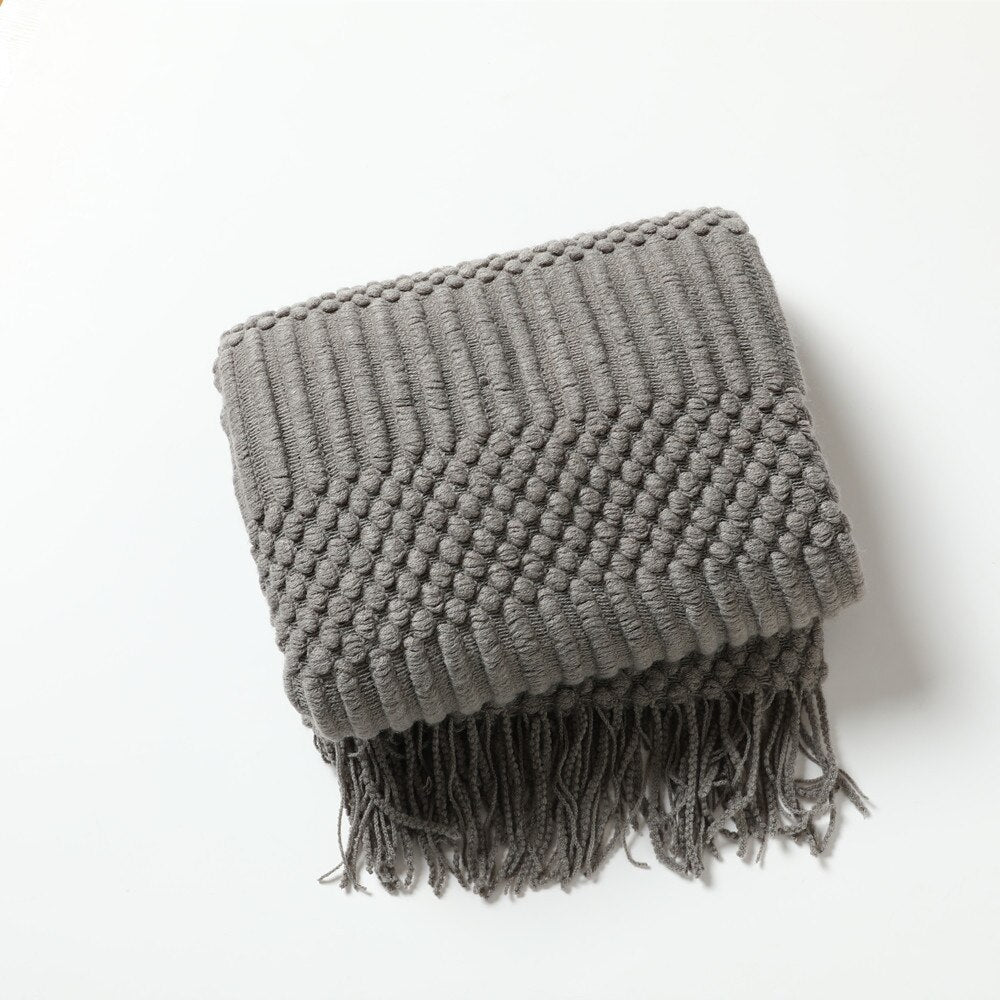 NordicWeave | Cozy Textured Knitted Throw Blanket for Sofa or Bed 31