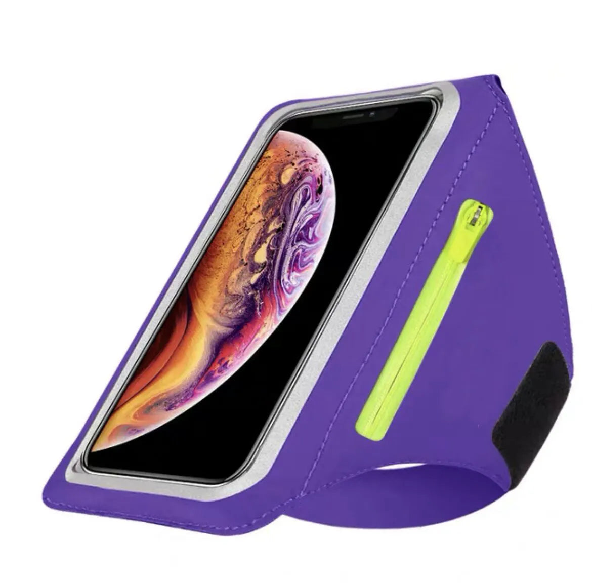 Regulowany uchwyt na telefon do biegania z przegródką na słuchawki – pasuje na ramiona o obwodzie 26-42 cm, kompatybilny z iPhone i Galaxy