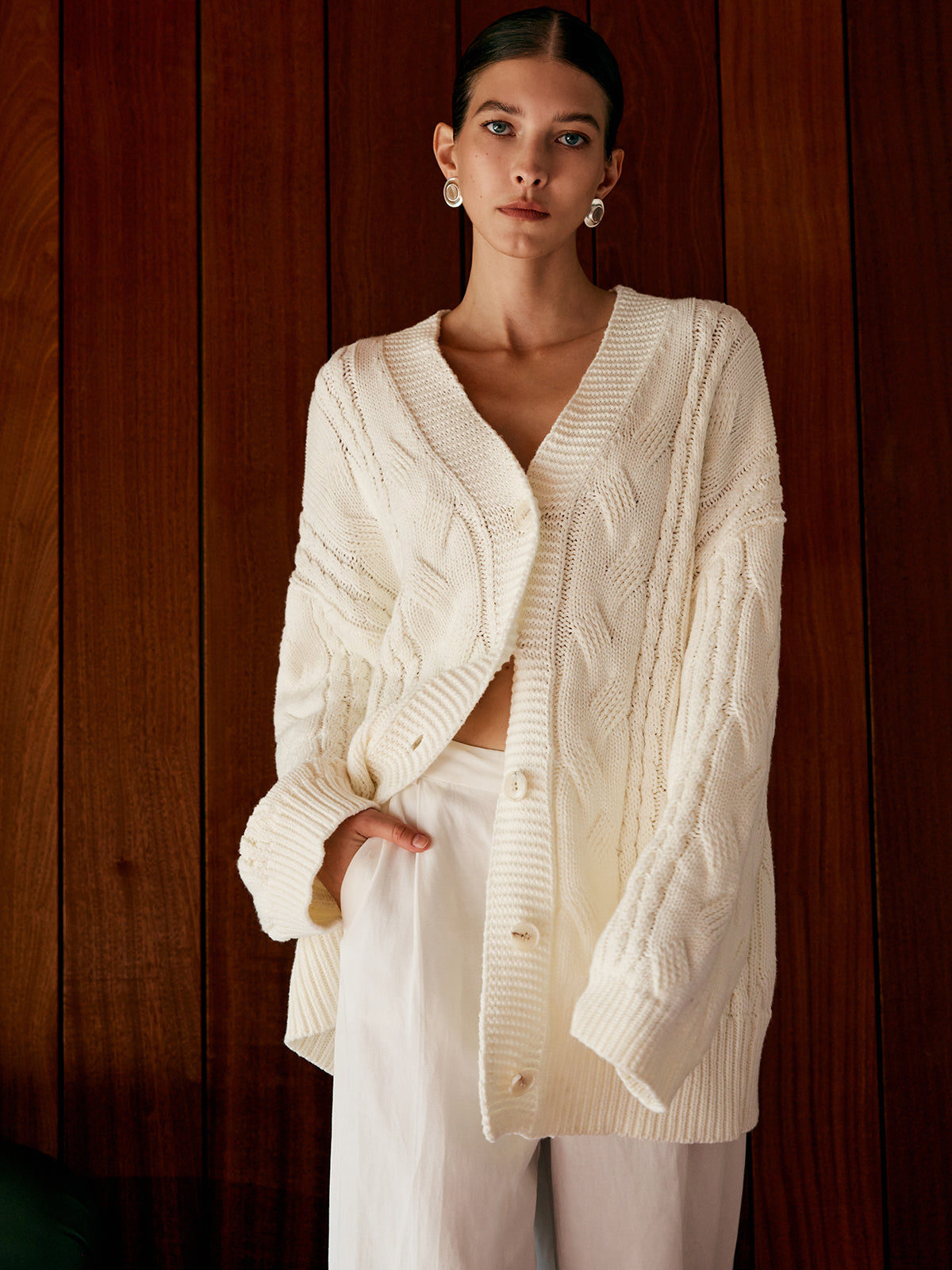 Oversized Cable Knit Outwear 1