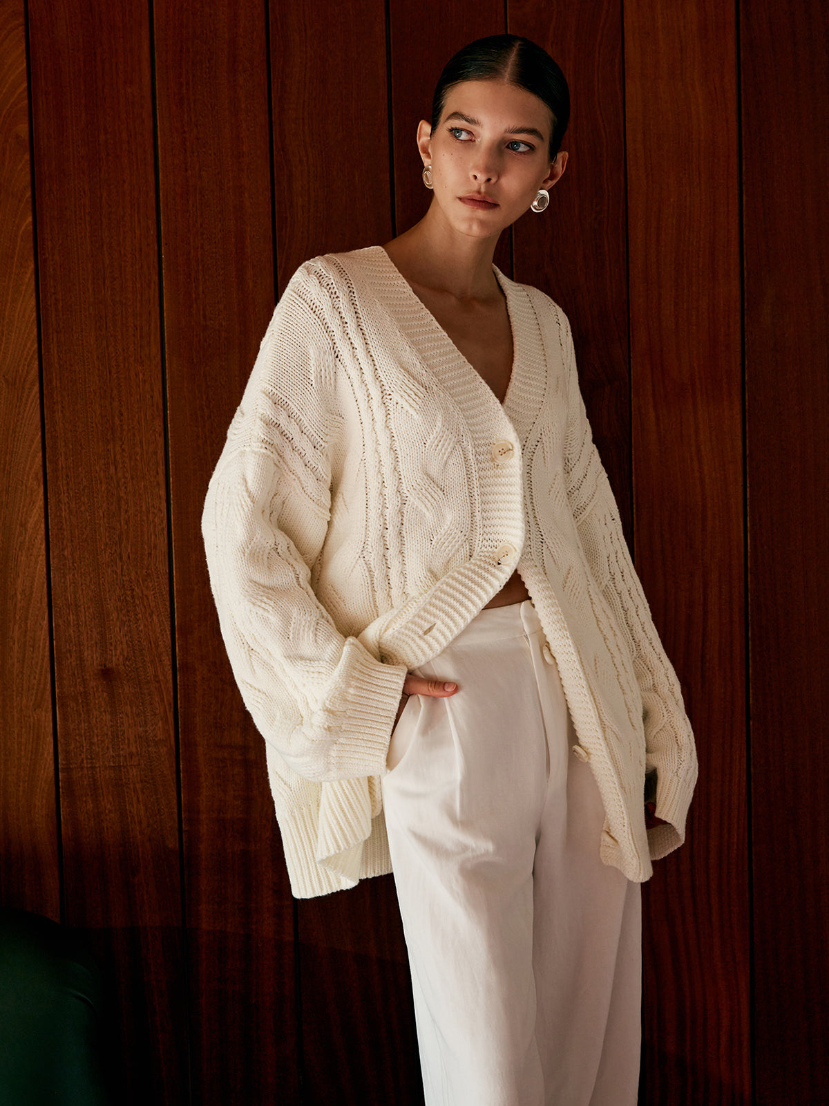 Oversized Cable Knit Outwear 3