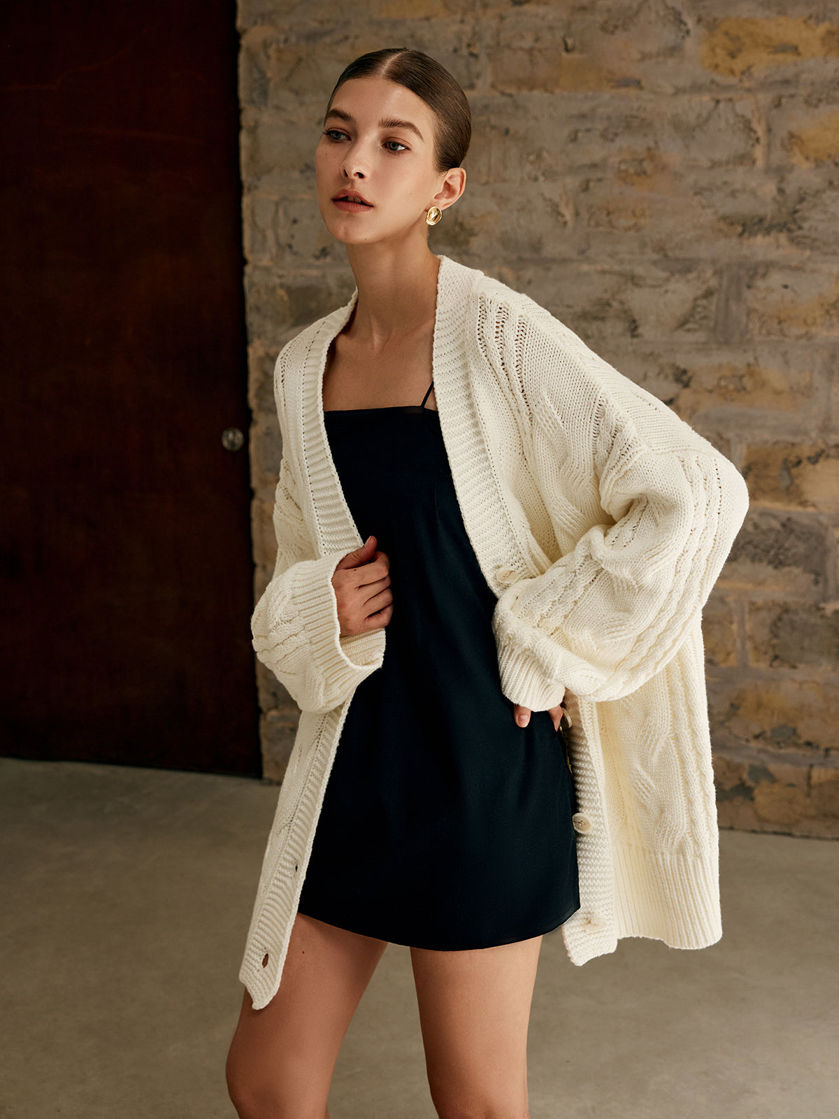 Oversized Cable Knit Outwear 4