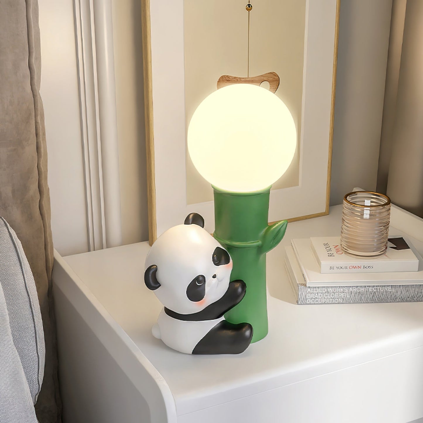 PandaBeam - Table Lamp with Panda Details and Warm Bamboo Illumination