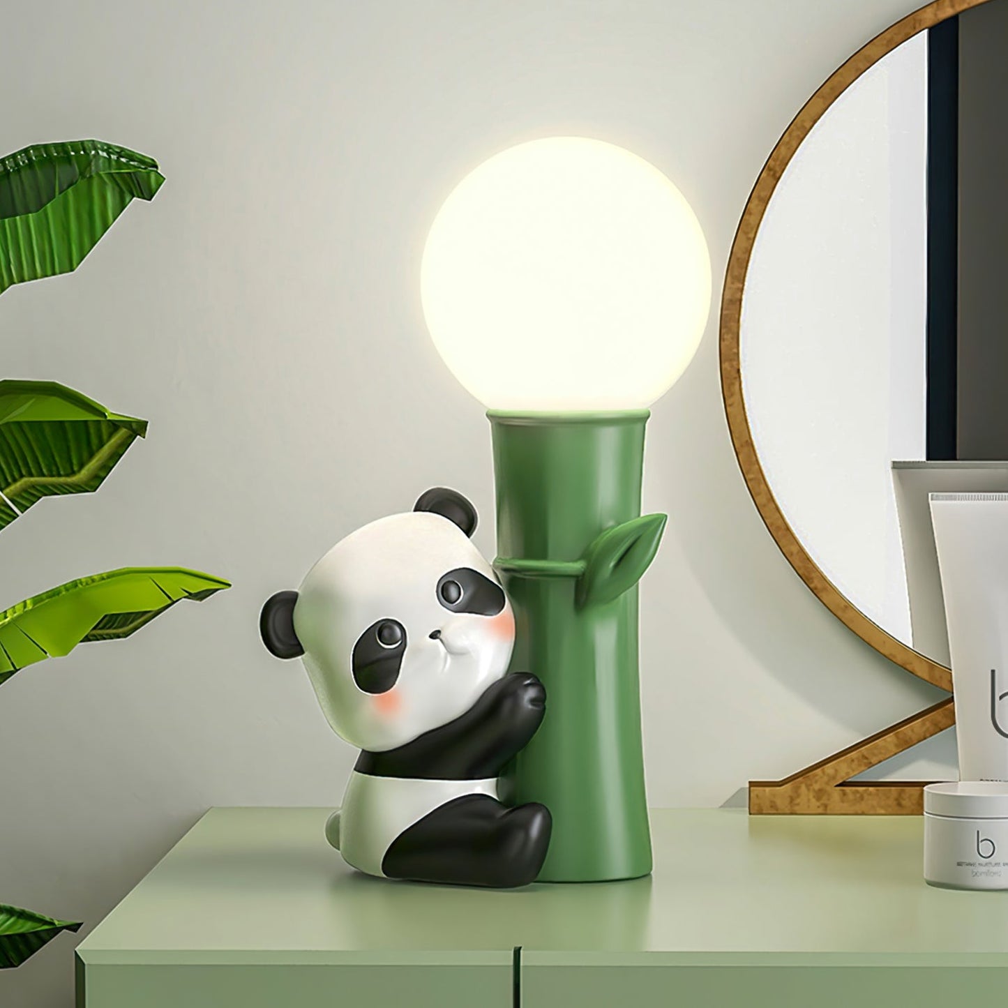 PandaBeam - Table Lamp with Panda Details and Warm Bamboo Illumination