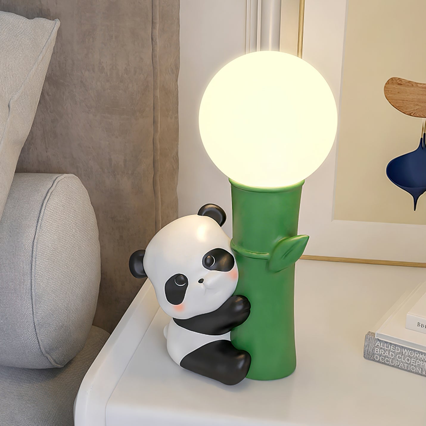 PandaBeam - Table Lamp with Panda Details and Warm Bamboo Illumination
