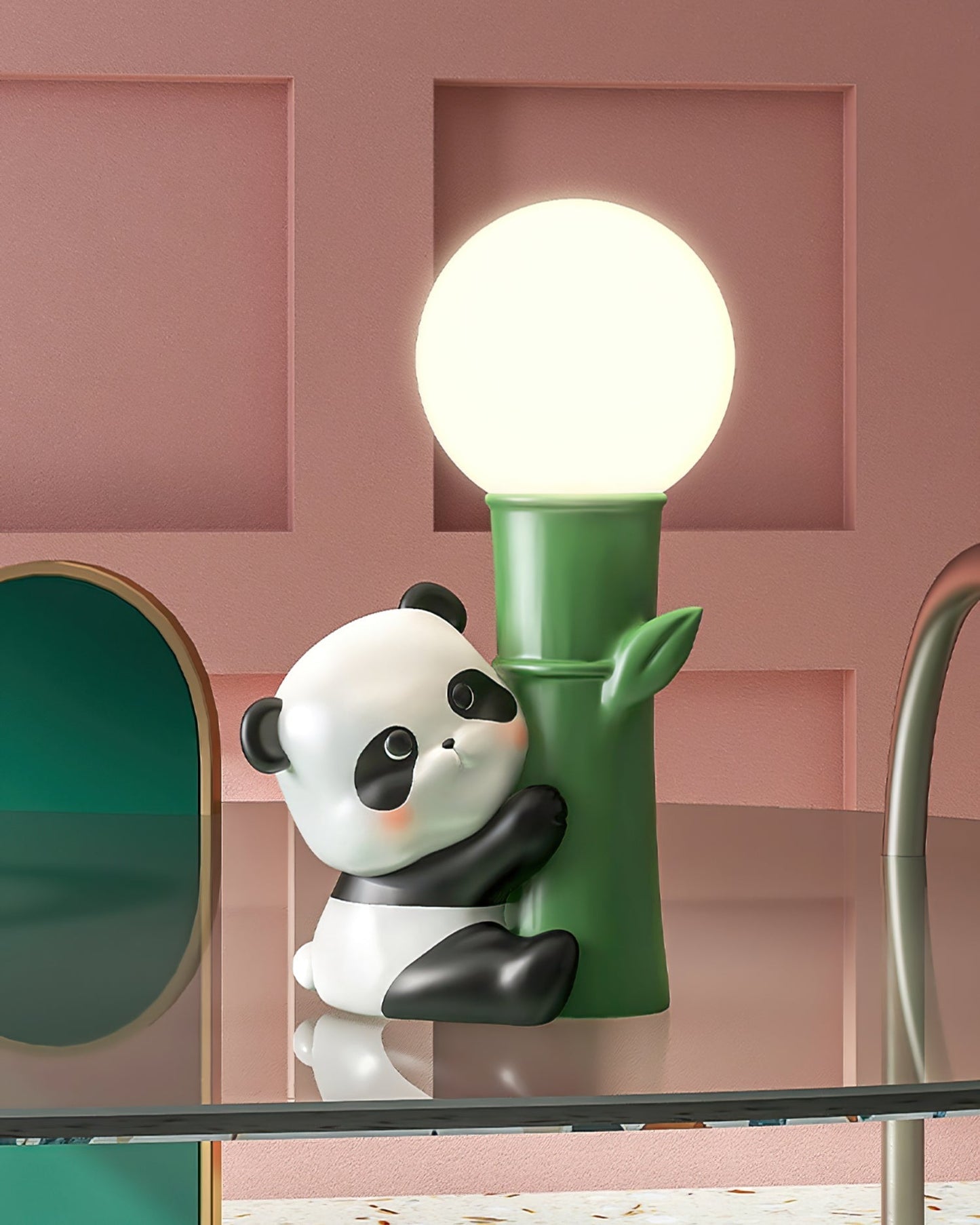 PandaBeam - Table Lamp with Panda Details and Warm Bamboo Illumination