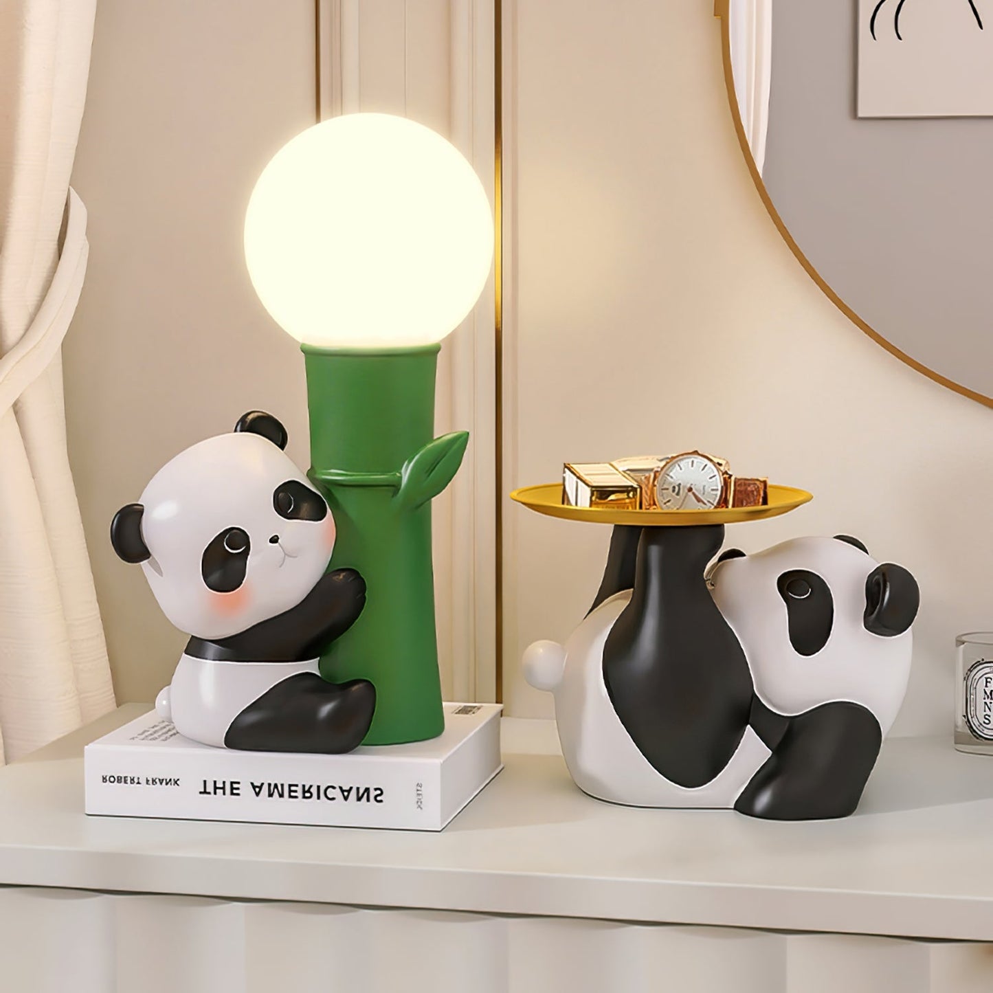 PandaBeam - Table Lamp with Panda Details and Warm Bamboo Illumination