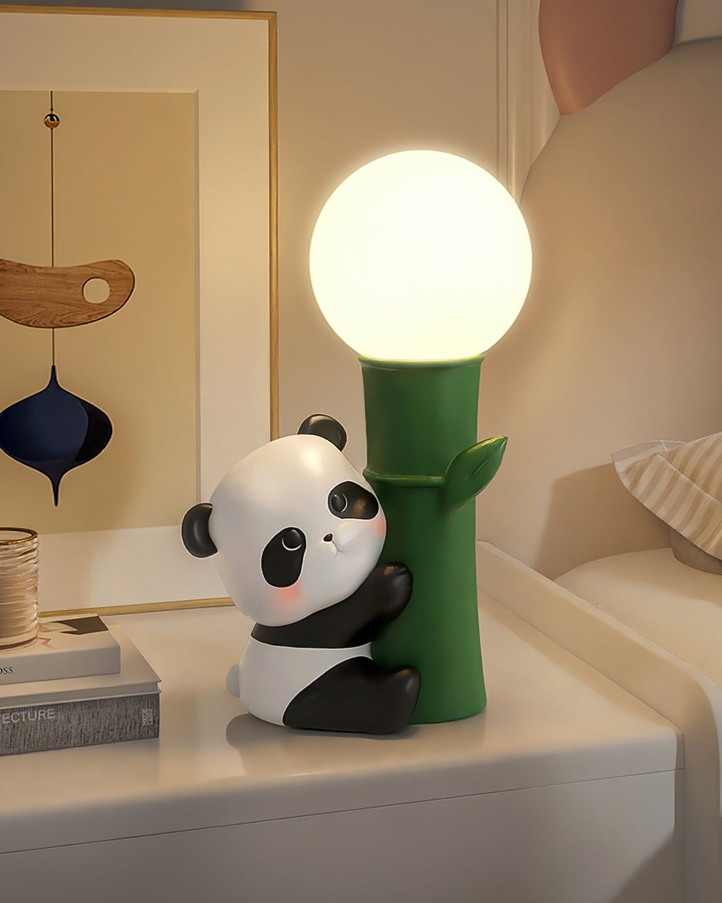 PandaBeam - Table Lamp with Panda Details and Warm Bamboo Illumination
