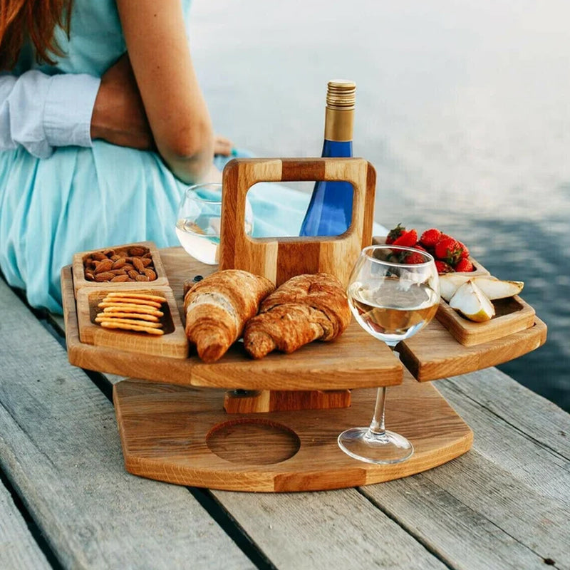 Portable wood-picnic wine table-Winenest 2