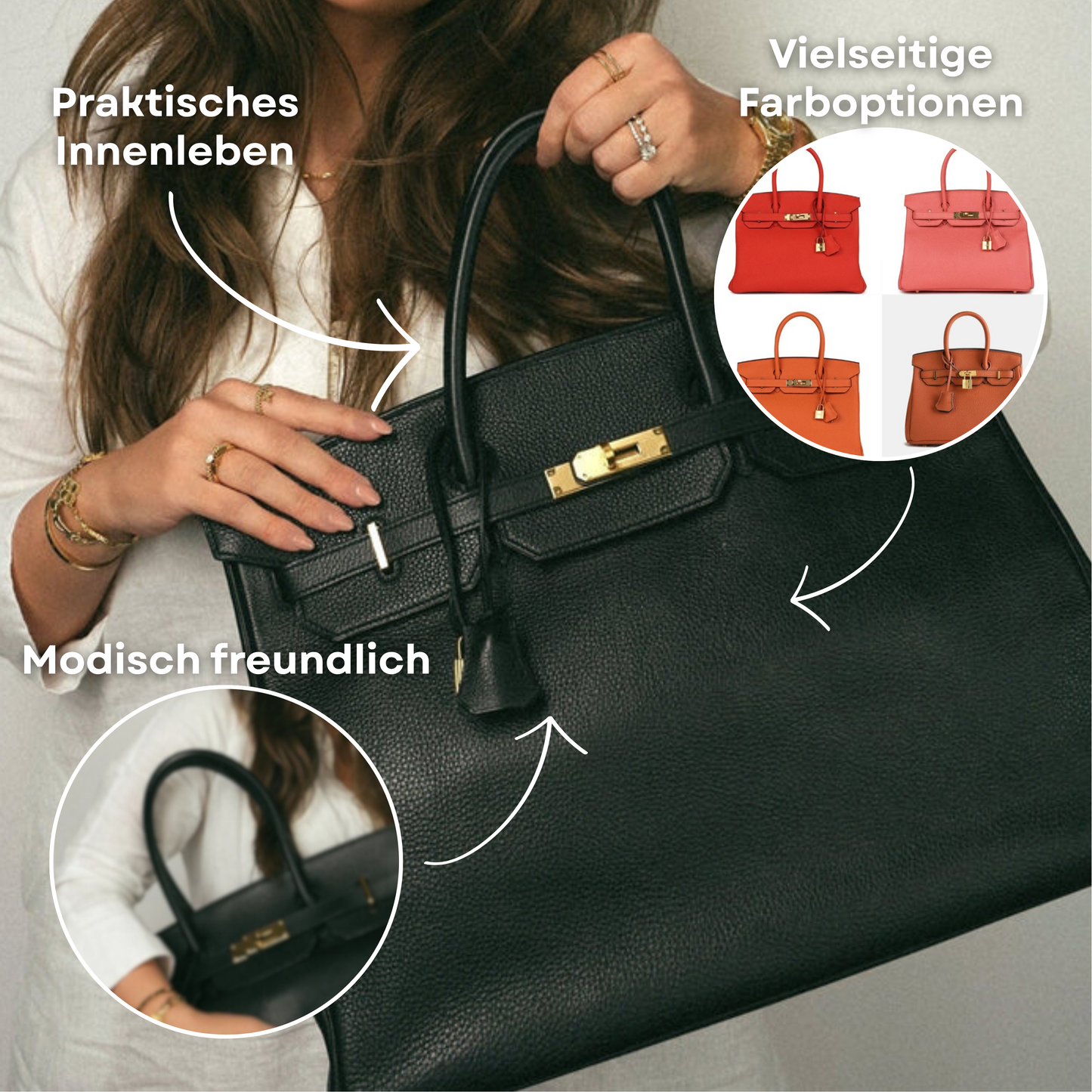 Premium Cowhide Leather Handbag with Zipped Pockets – Stylish and Durable Accessory for Every Occasion 2