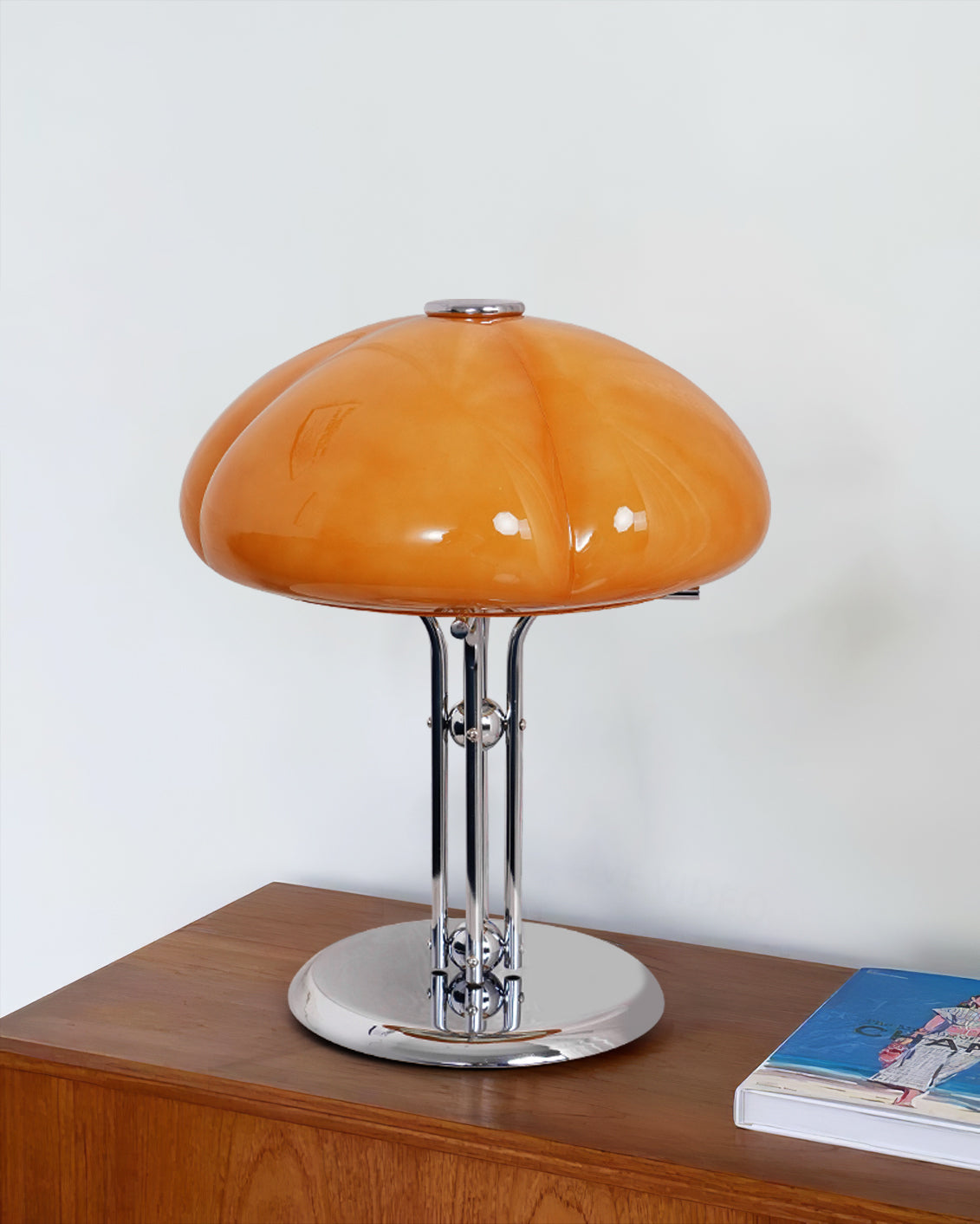 RetroGlow – Orange Glass Desk Lamp