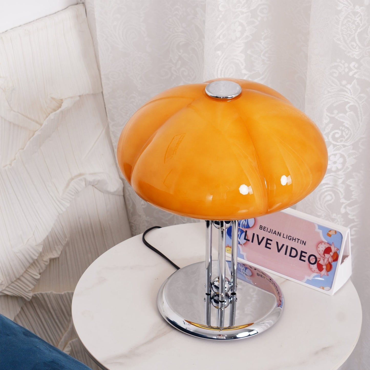 RetroGlow – Orange Glass Desk Lamp