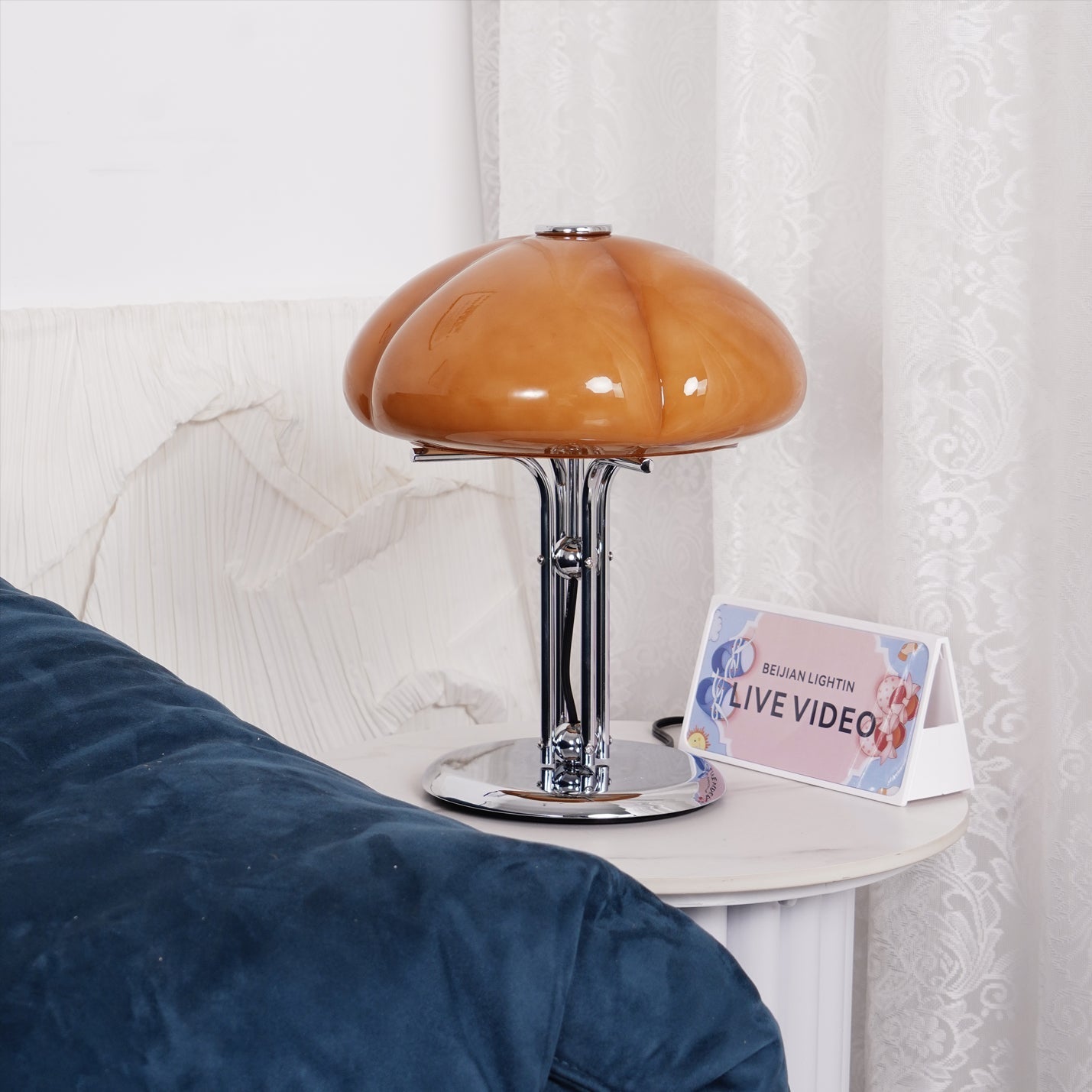 RetroGlow – Orange Glass Desk Lamp