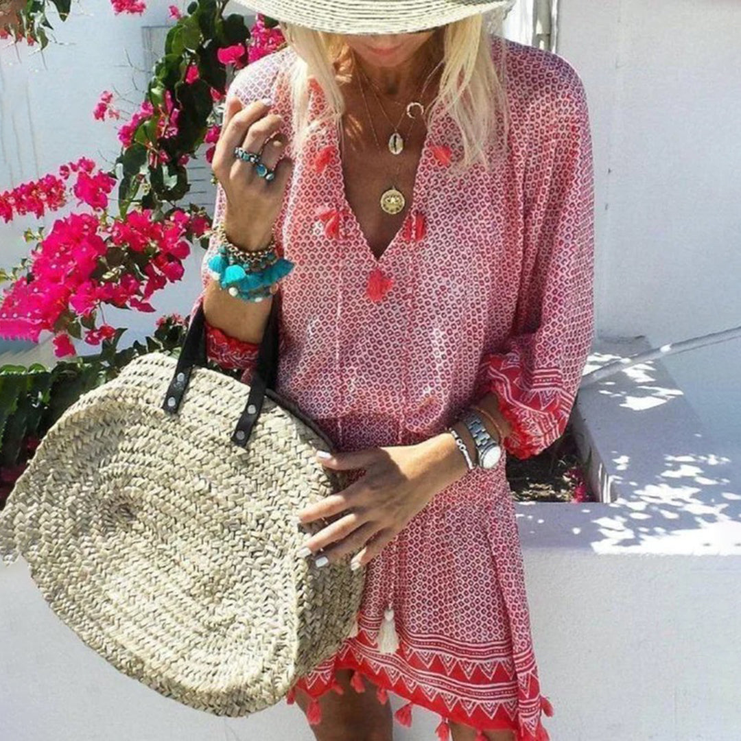 Women's Summer Dress Red Size M Polyester-2