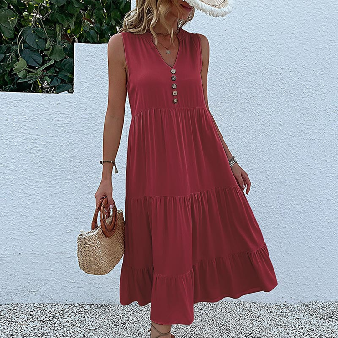Billie - Women's Boho Casual Sleeveless Summer Dress with Ruffled Hem-6