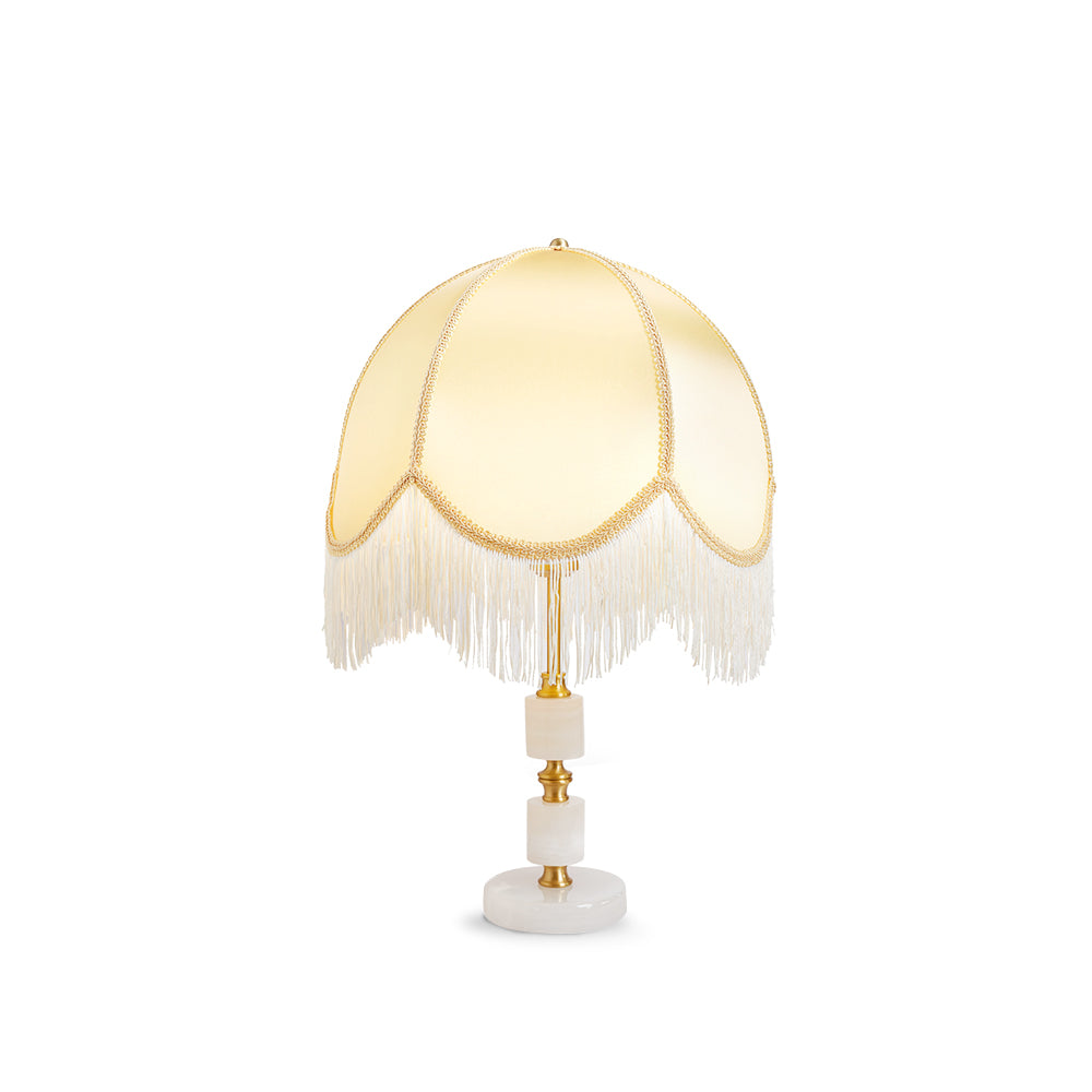 MarbleCharm – Rustic Table Lamp with Tassel Accent