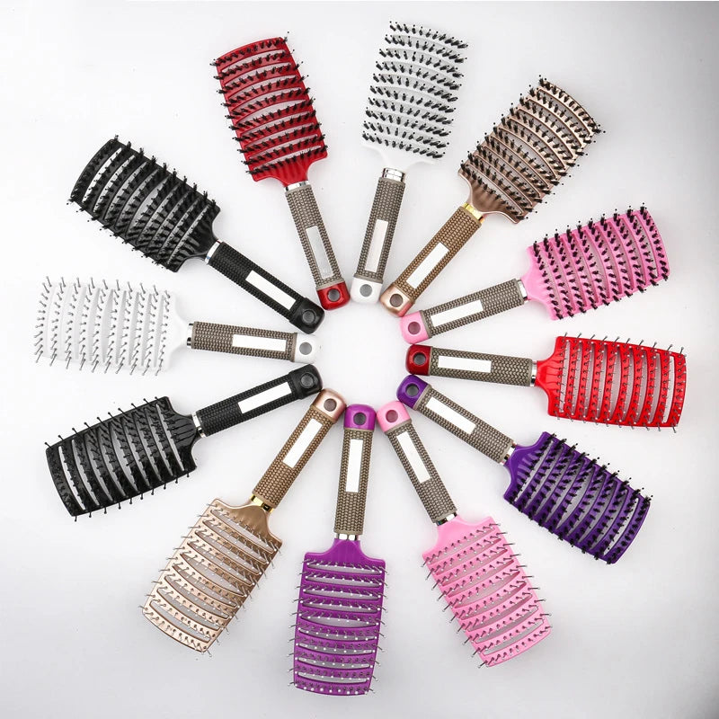 CurlCare Grzebień - Szczotka z włosia i nylonu do stylizacji i masażu