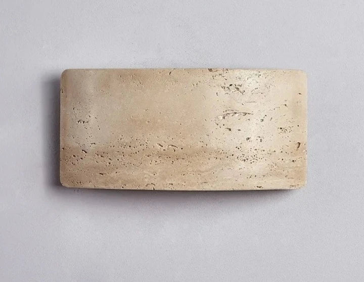 AuraGlow – Contemporary Wall Light Featuring Travertine and Glass