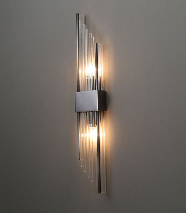 RadiantCrown – Lámpara de pared de cristal dorado con construcción duradera