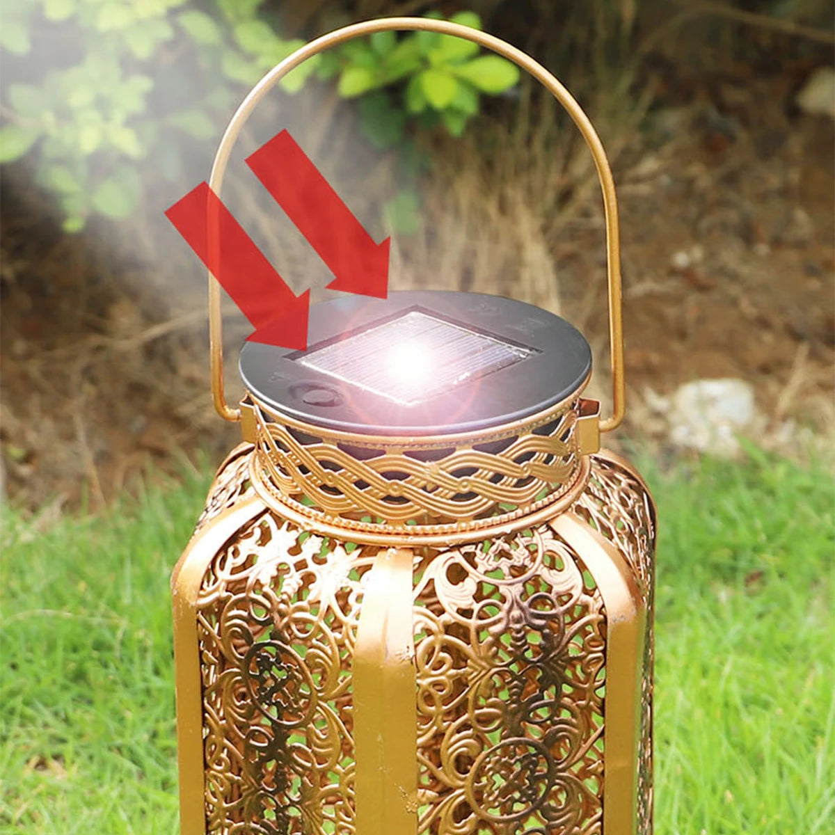Vintage Iron Outdoor Solar Lantern - Decorative Garden Lantern Lights-3