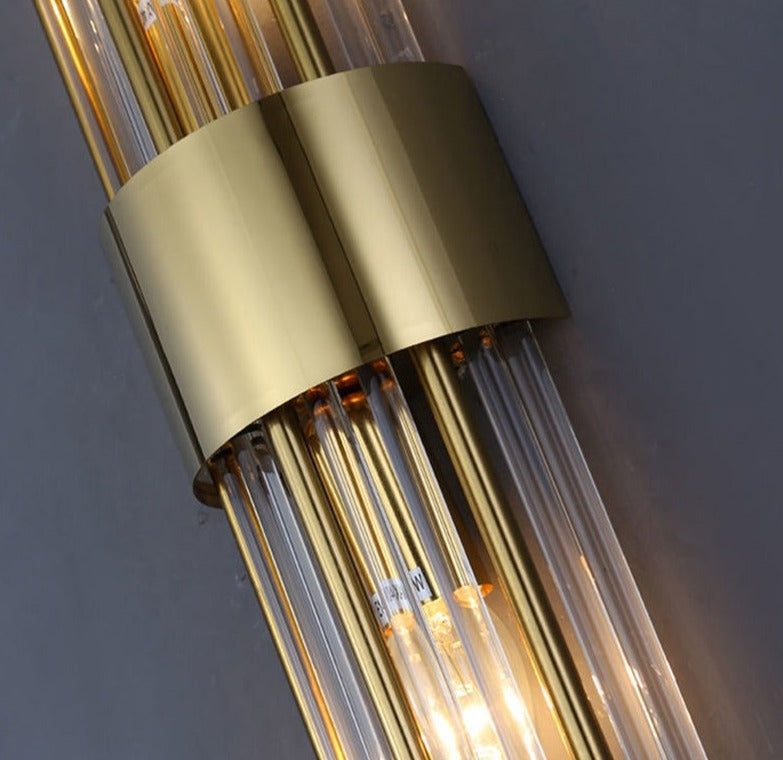 RadiantCrown – Lámpara de pared de cristal dorado con construcción duradera