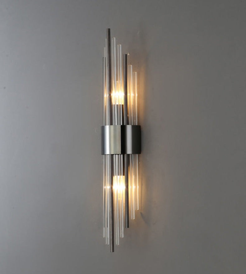 RadiantCrown – Lámpara de pared de cristal dorado con construcción duradera