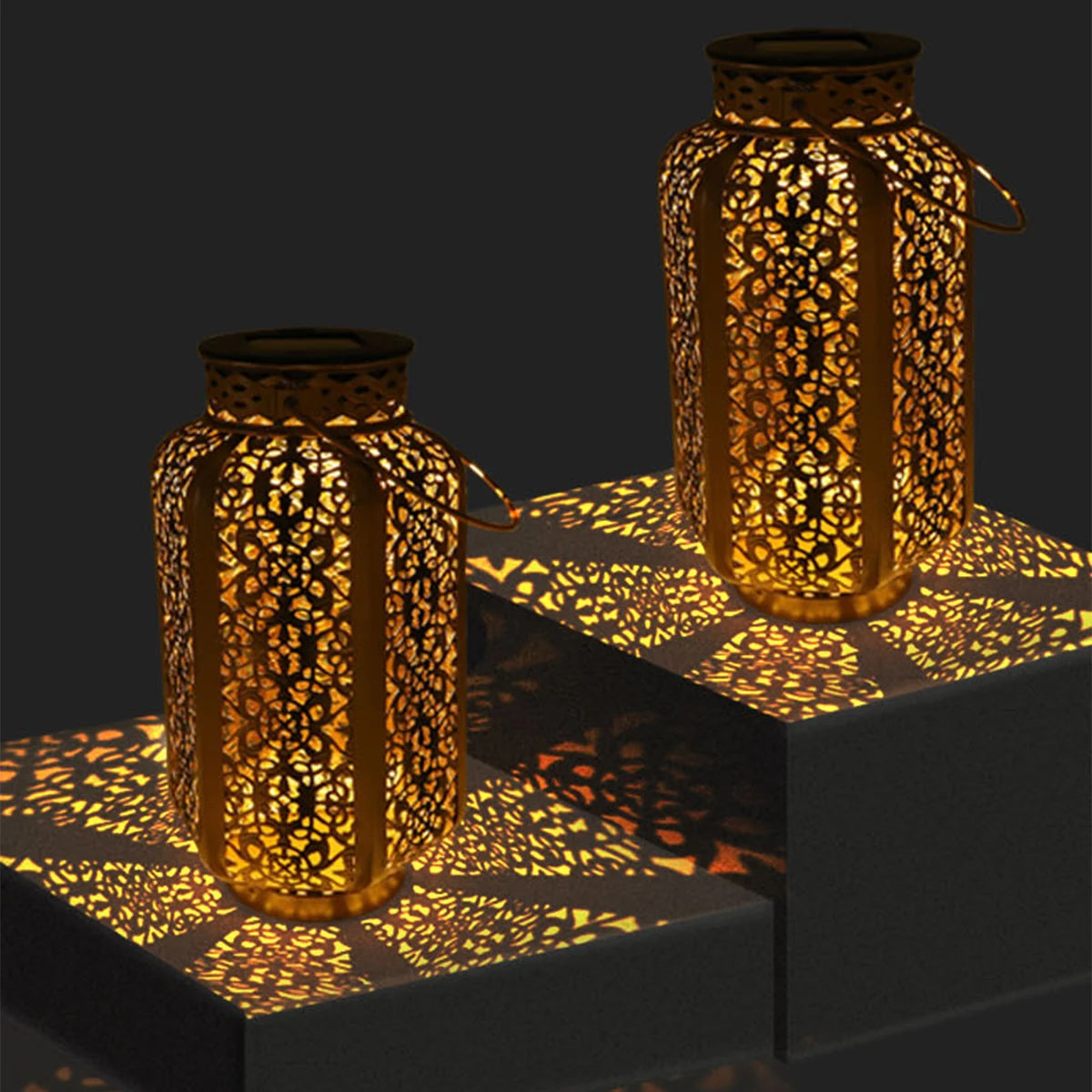 Vintage Iron Outdoor Solar Lantern - Decorative Garden Lantern Lights-5