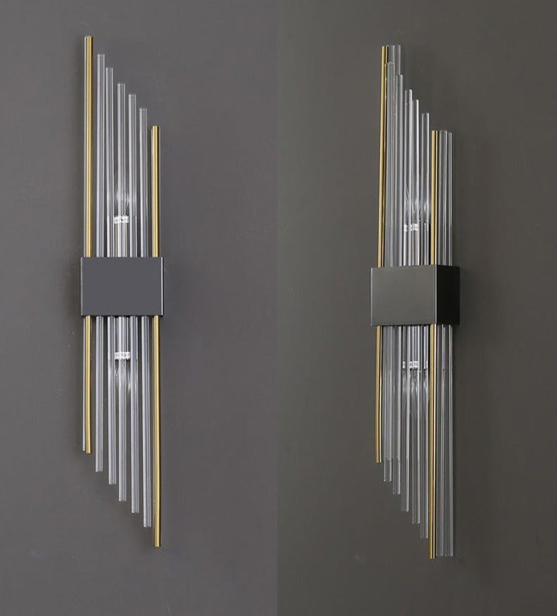 RadiantCrown – Lámpara de pared de cristal dorado con construcción duradera