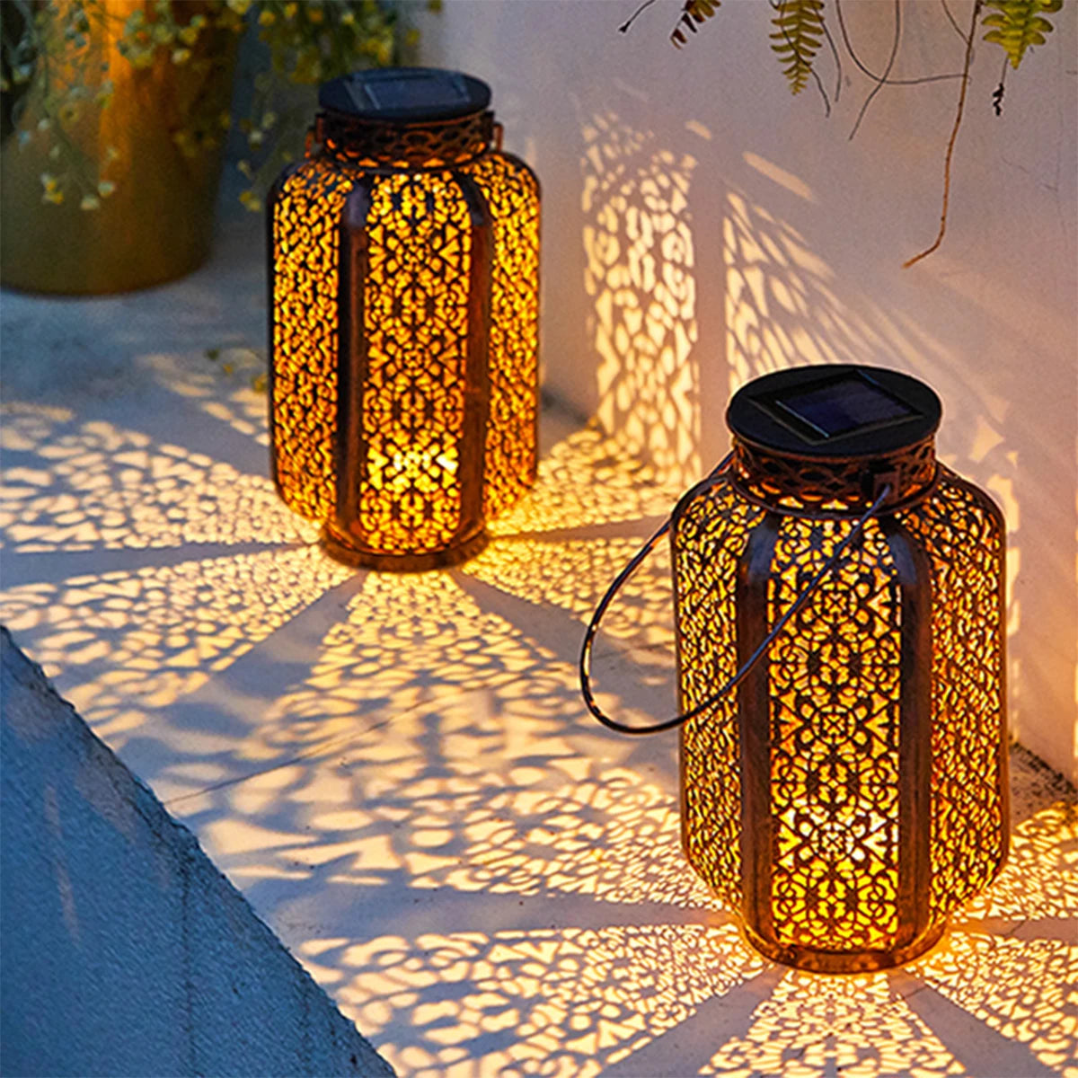 Vintage Iron Outdoor Solar Lantern - Decorative Garden Lantern Lights-1