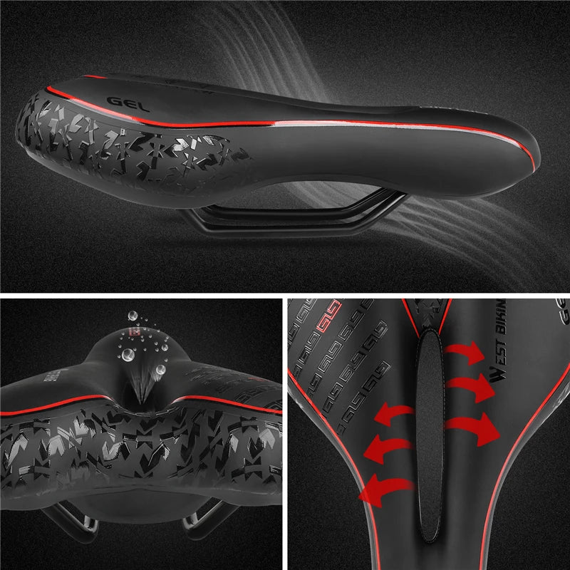 Gel Comfort Bicycle Saddle – Most Comfortable Bike Seat for Road and MTB, Lightweight PU Leather, Gel + Foam Filling, 27cm x 16cm-5