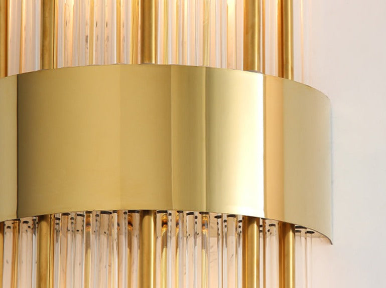 RadiantCrown – Lámpara de pared de cristal dorado con construcción duradera