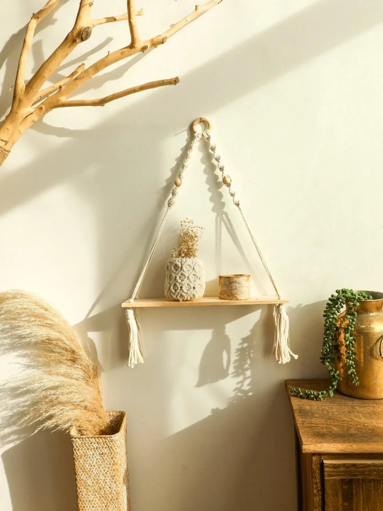 BohoString - Macramé Wooden Wall Piece