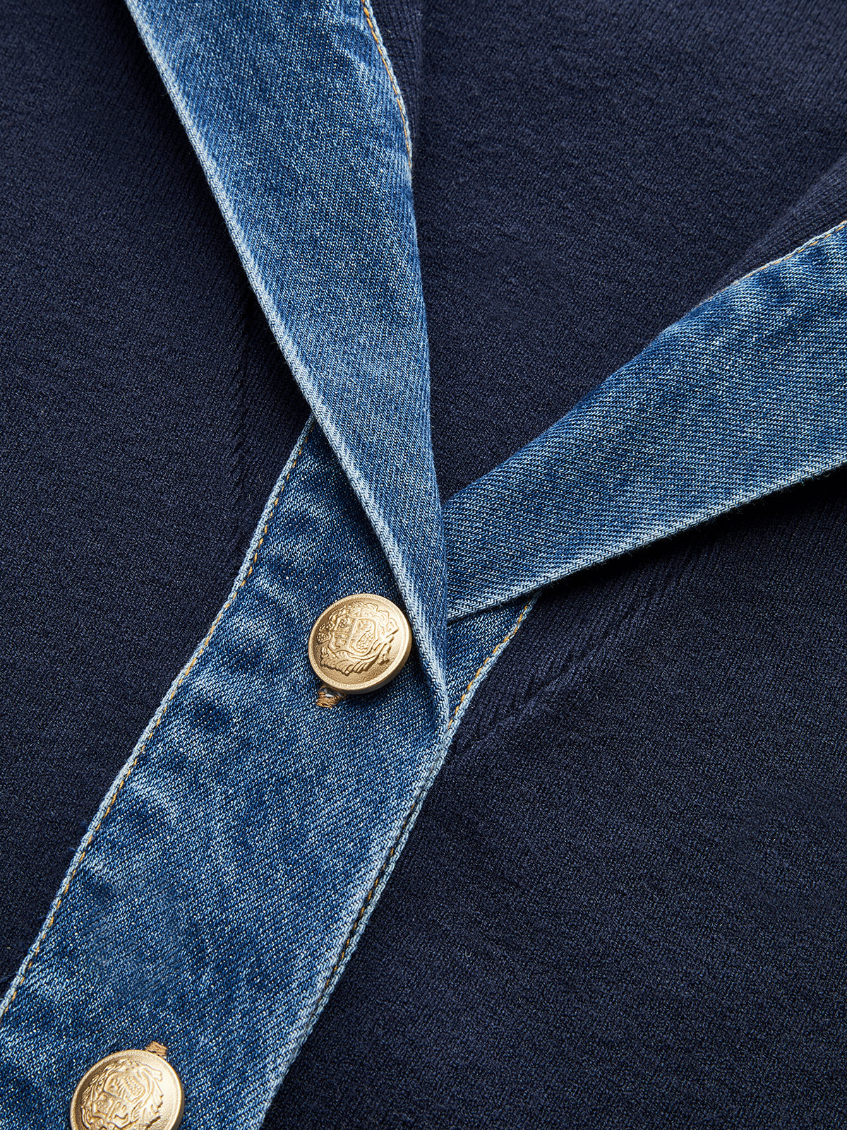 Sailor Collar Denim Trim Knit Outerwear 2
