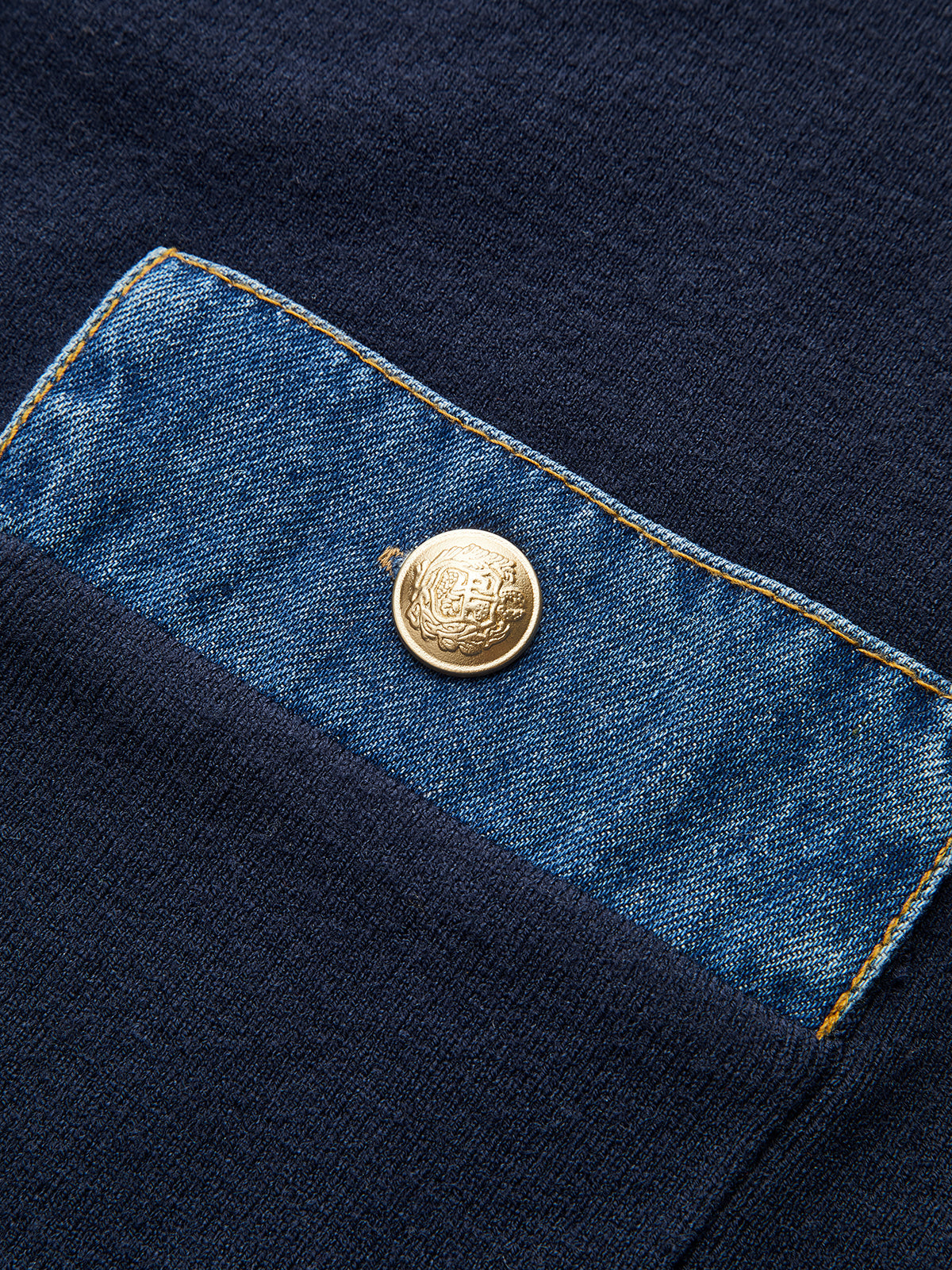 Sailor Collar Denim Trim Knit Outerwear 3