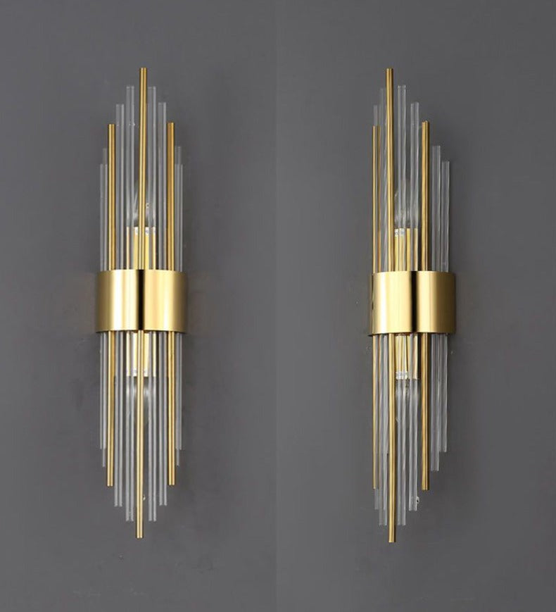 RadiantCrown – Lámpara de pared de cristal dorado con construcción duradera
