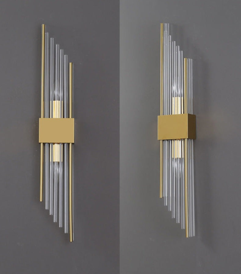 RadiantCrown – Lámpara de pared de cristal dorado con construcción duradera