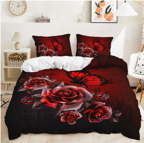RedBloom - Luxe Bedding with Red Roses