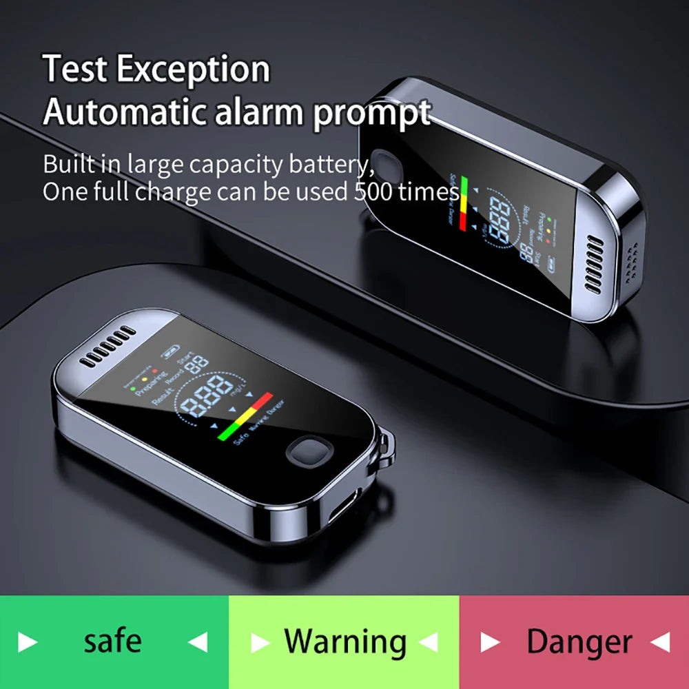 Compact Digital Alcohol Breathalyzer Key Ring with LCD Screen – USB Rechargeable Alcohol Tester for Accurate Measurements-3