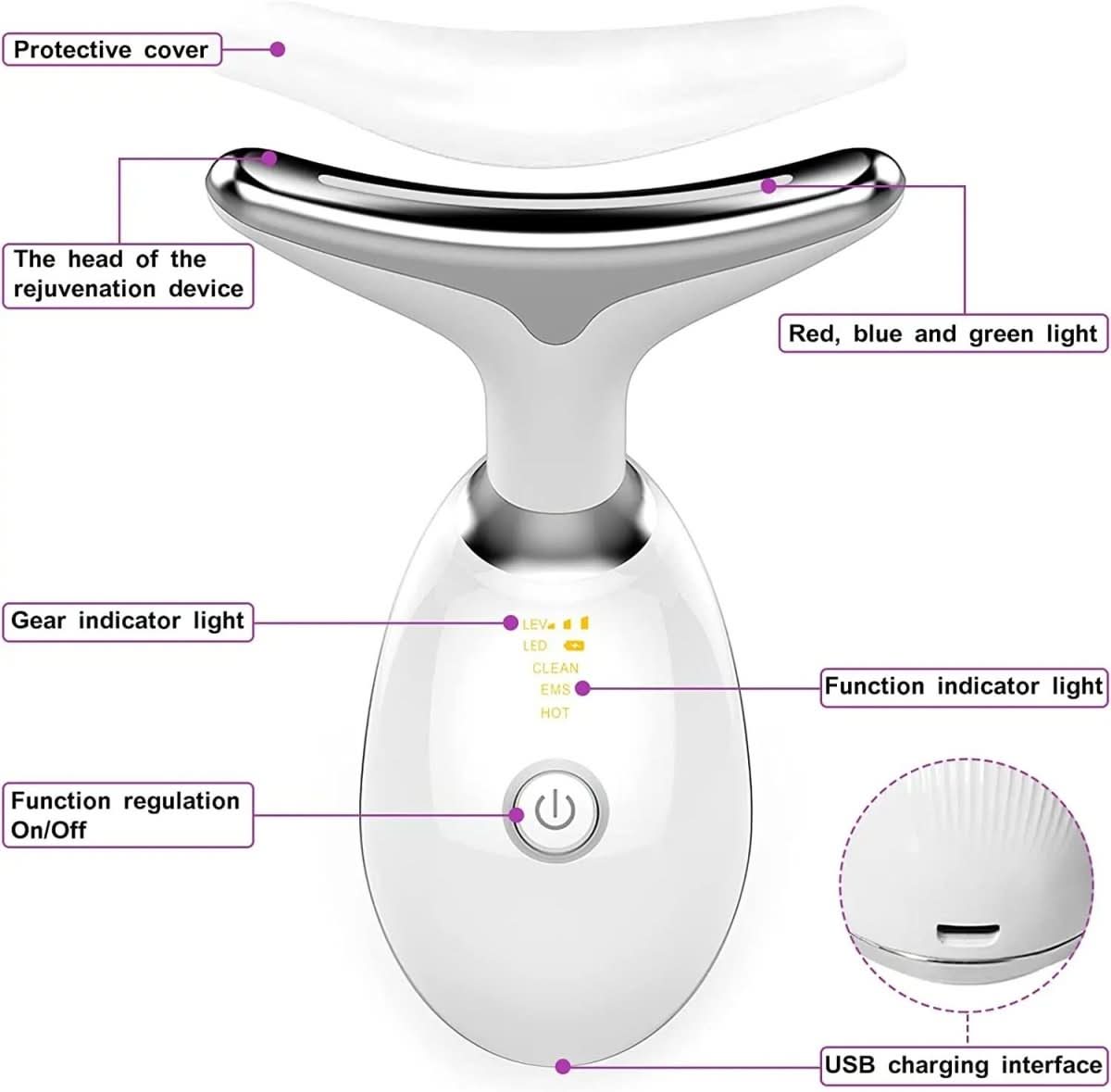 Serenetouch – 3-in-1 facial massager with light therapy, vibration, and heat functions 5