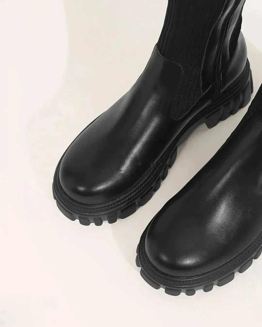 Stretch Knit Knee High Boots for Women - Comfortable Black Long Boots with Sleek Design 4