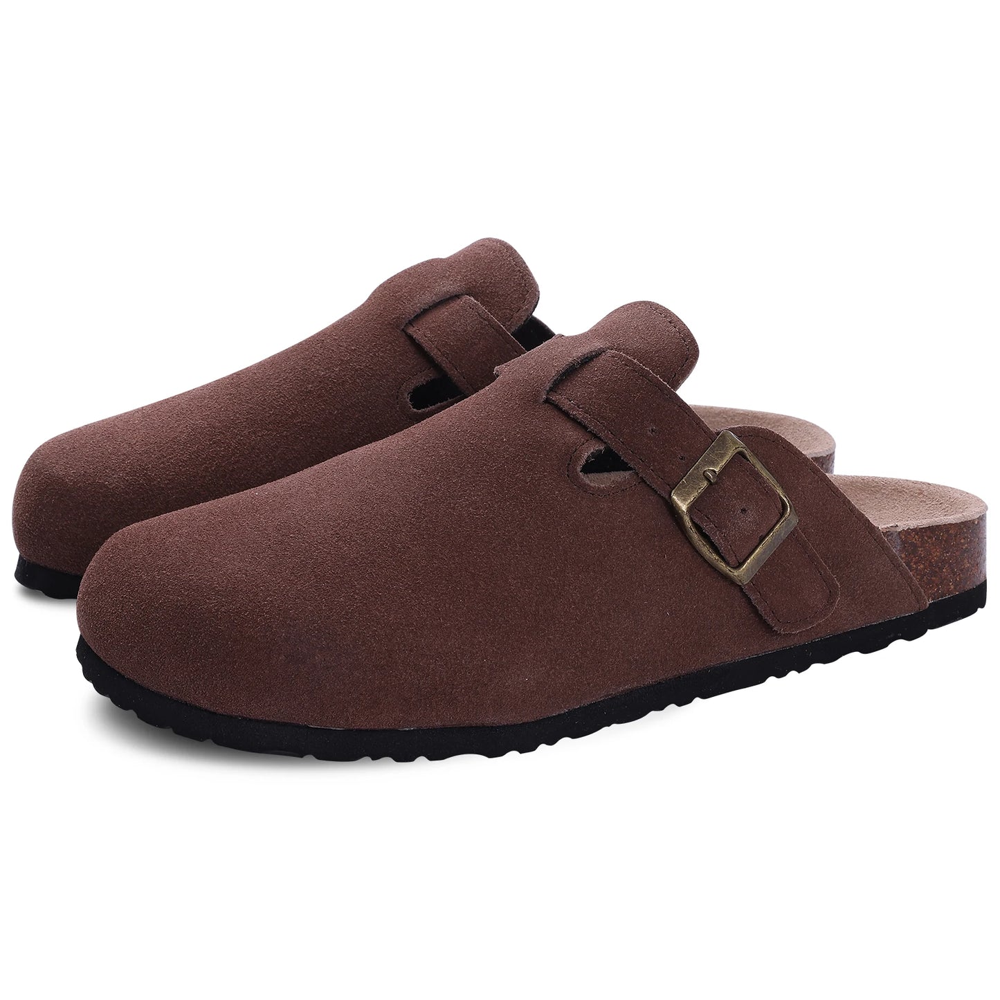 Stylish Women's Suede Mules with Cork Insole and Arch Support – Comfortable Slip-On Shoes 11