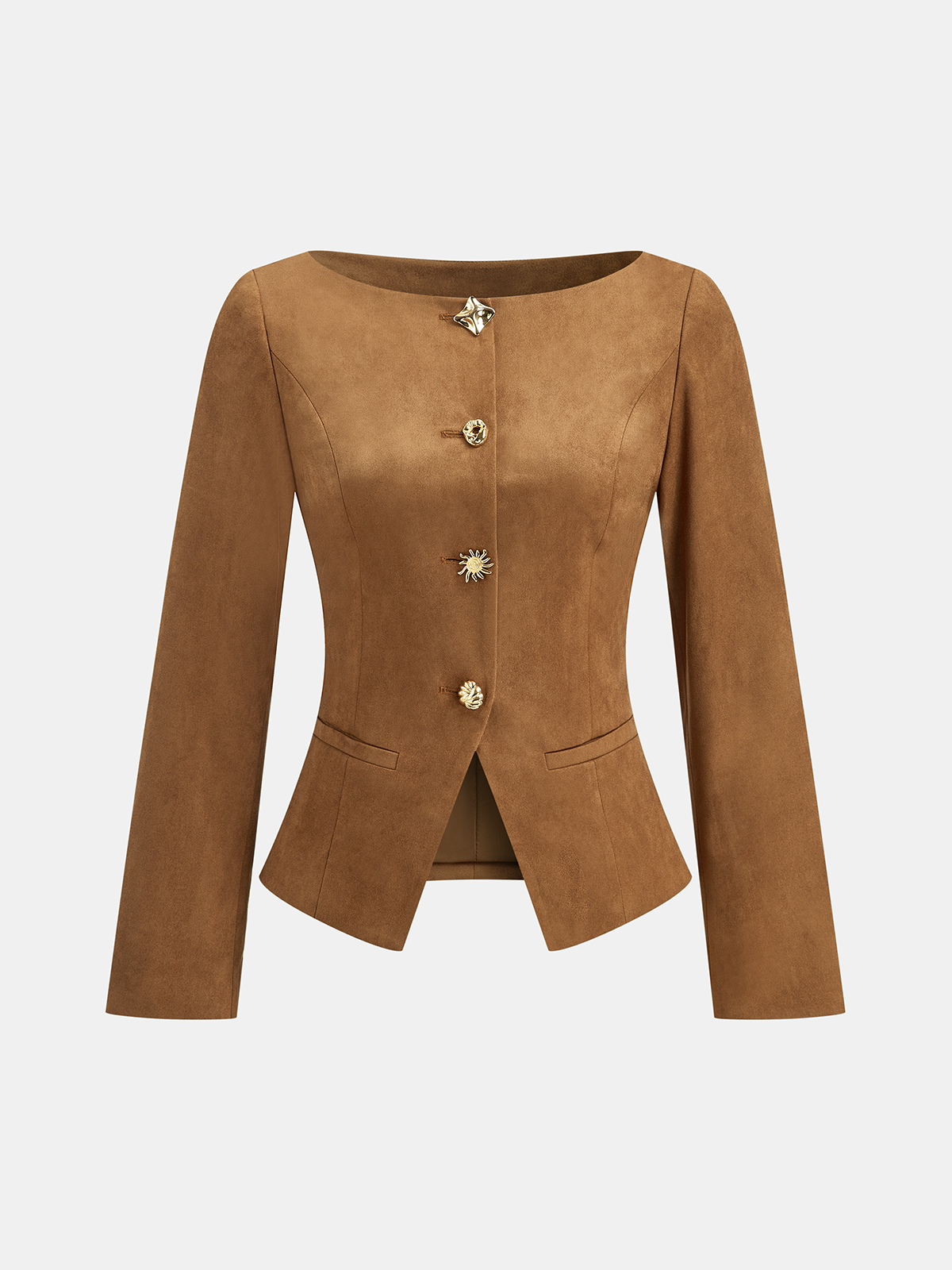 Suede Fitted Metal Button Jacket 6