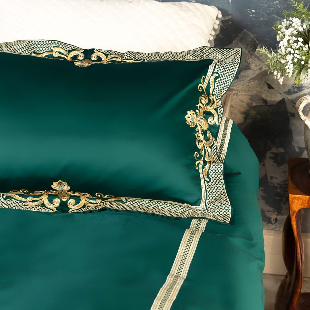 LuxeDream – Serene Green Egyptian Cotton Duvet Cover Set