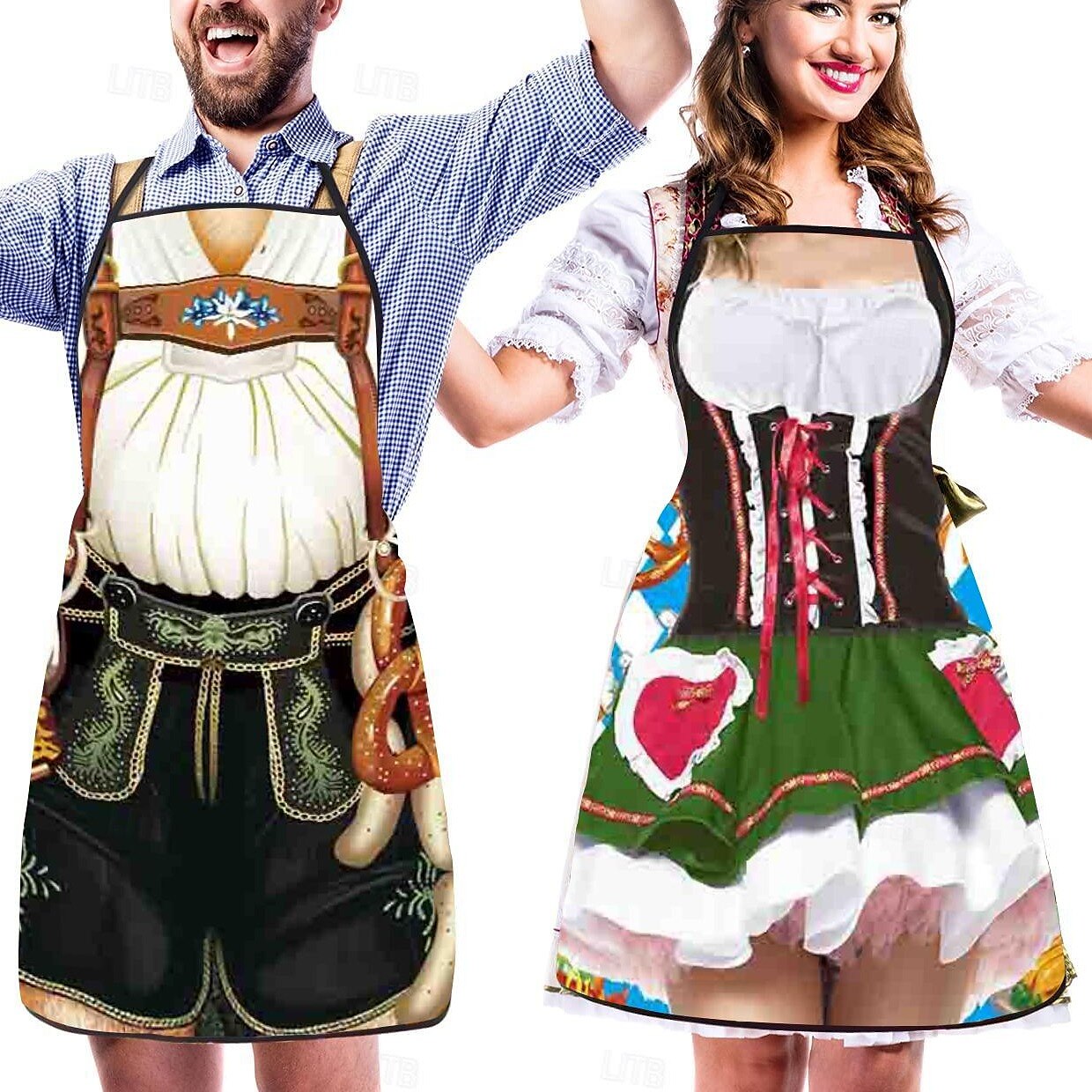Traditional aprons for couples – Oktoberfest | Lederhosen and dirndl designs as eye-catchers 0